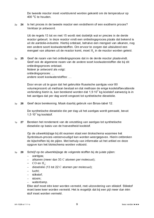 Opgaven examen HAVO scheikunde 2011, tijdvak 1. Pagina 9