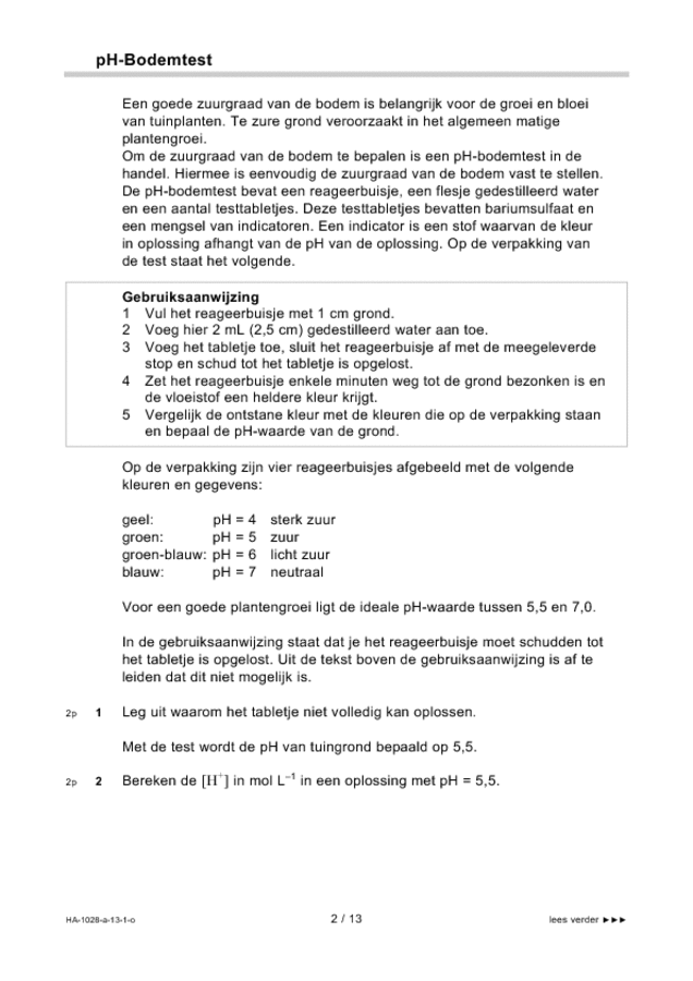 Opgaven examen HAVO scheikunde 2013, tijdvak 1. Pagina 2