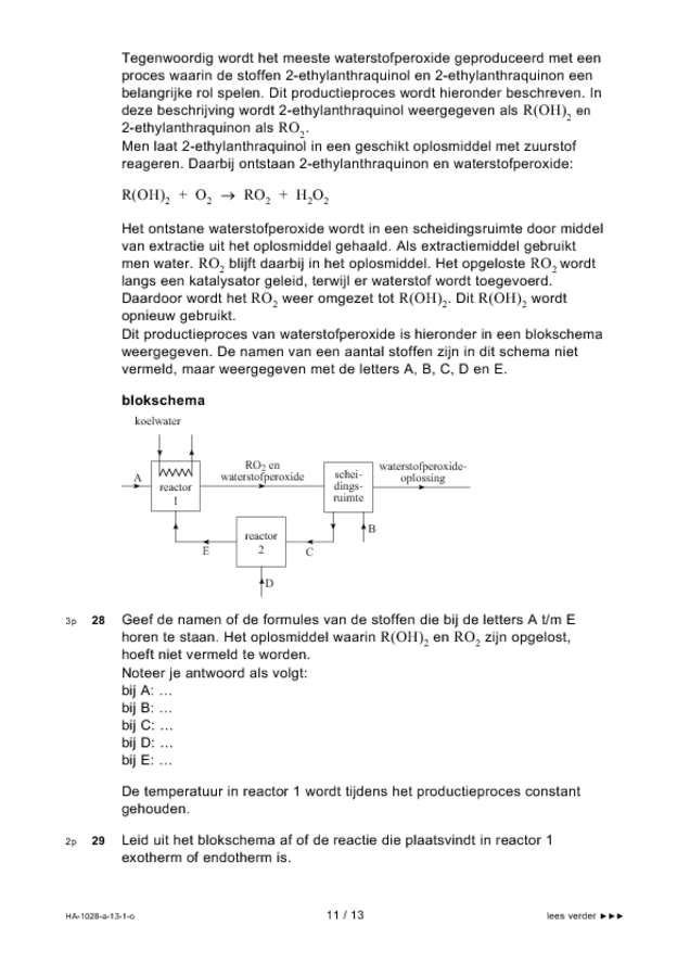 Opgaven examen HAVO scheikunde 2013, tijdvak 1. Pagina 11