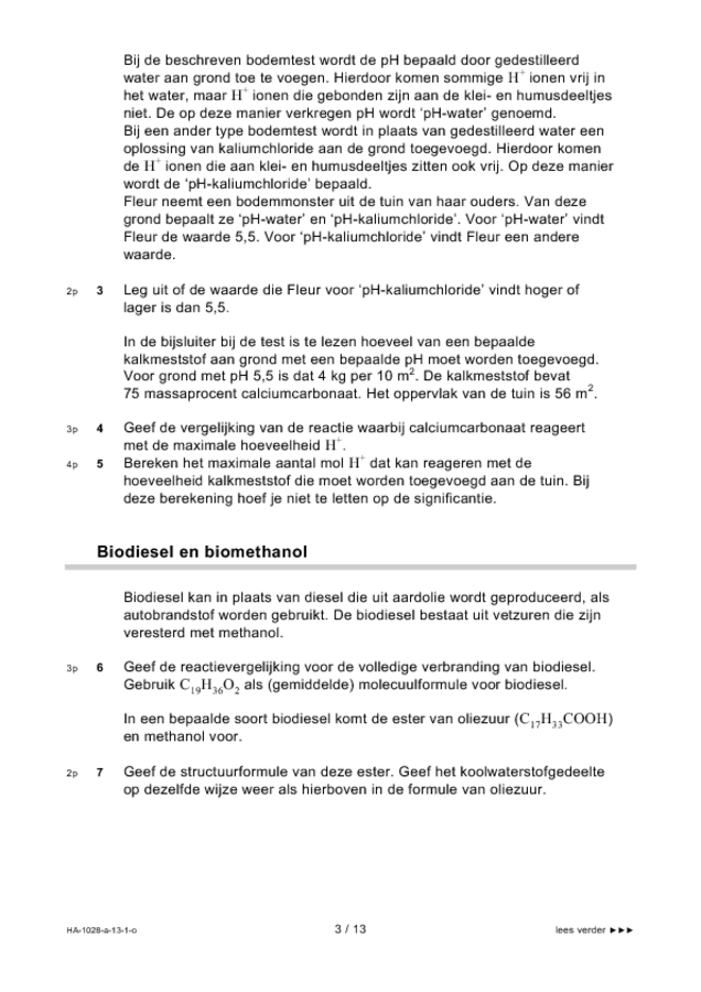 Opgaven examen HAVO scheikunde 2013, tijdvak 1. Pagina 3