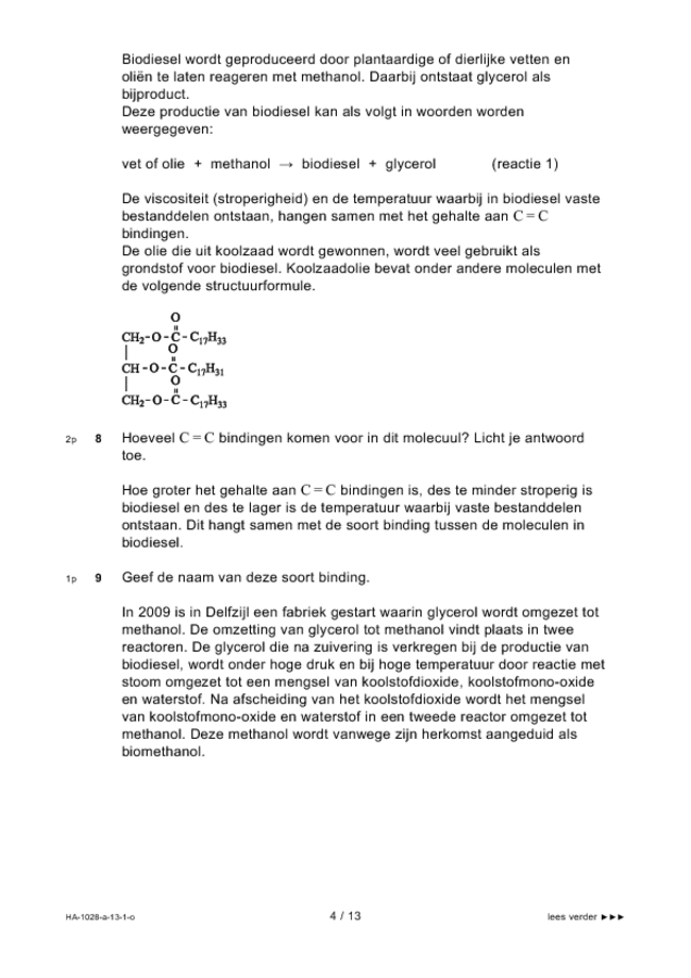 Opgaven examen HAVO scheikunde 2013, tijdvak 1. Pagina 4
