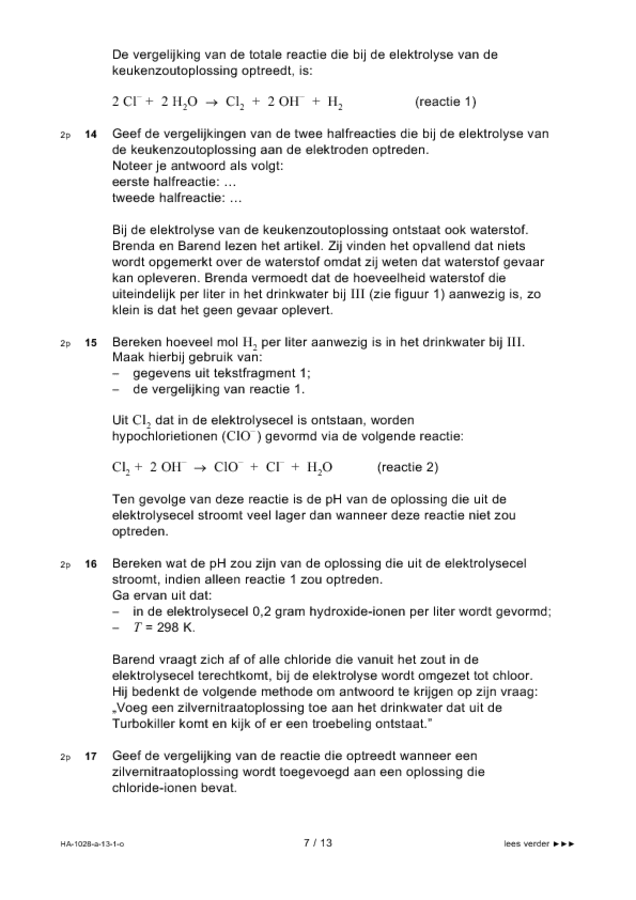 Opgaven examen HAVO scheikunde 2013, tijdvak 1. Pagina 7