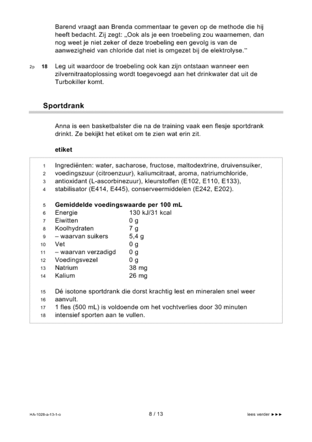 Opgaven examen HAVO scheikunde 2013, tijdvak 1. Pagina 8