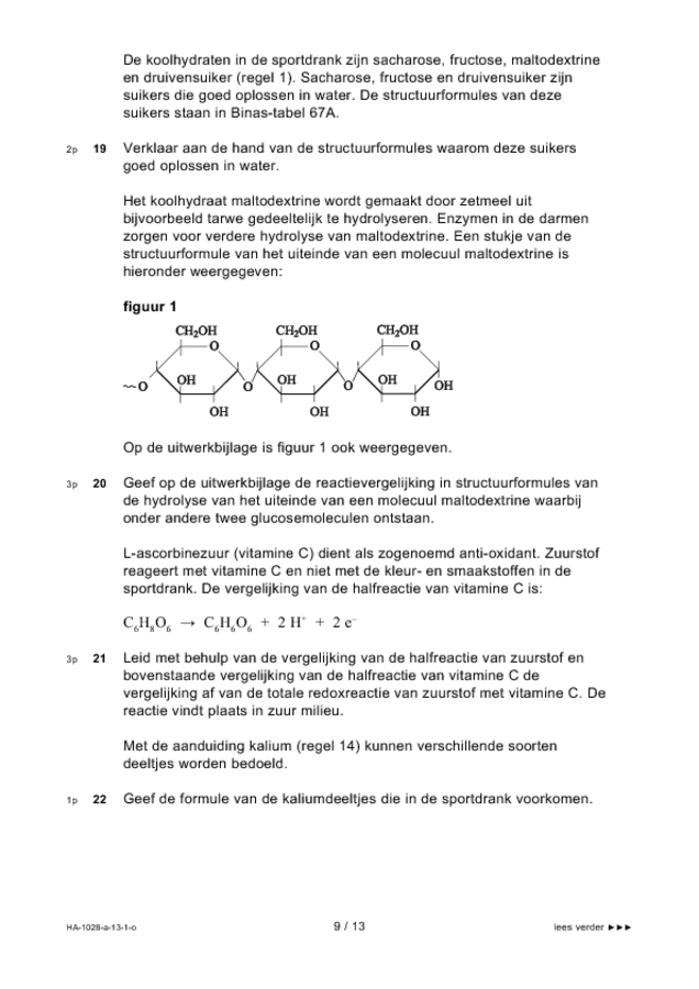 Opgaven examen HAVO scheikunde 2013, tijdvak 1. Pagina 9