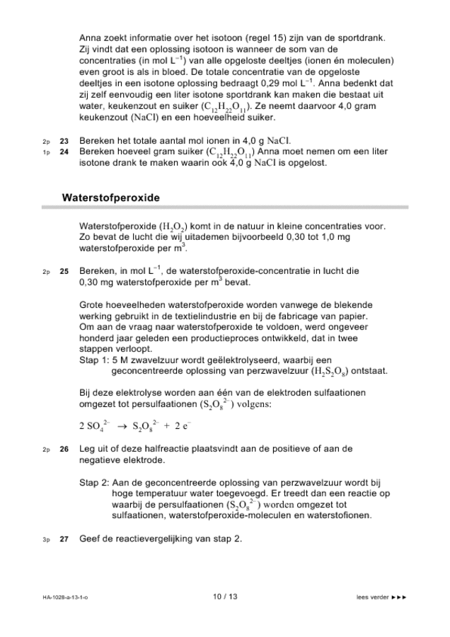 Opgaven examen HAVO scheikunde 2013, tijdvak 1. Pagina 10