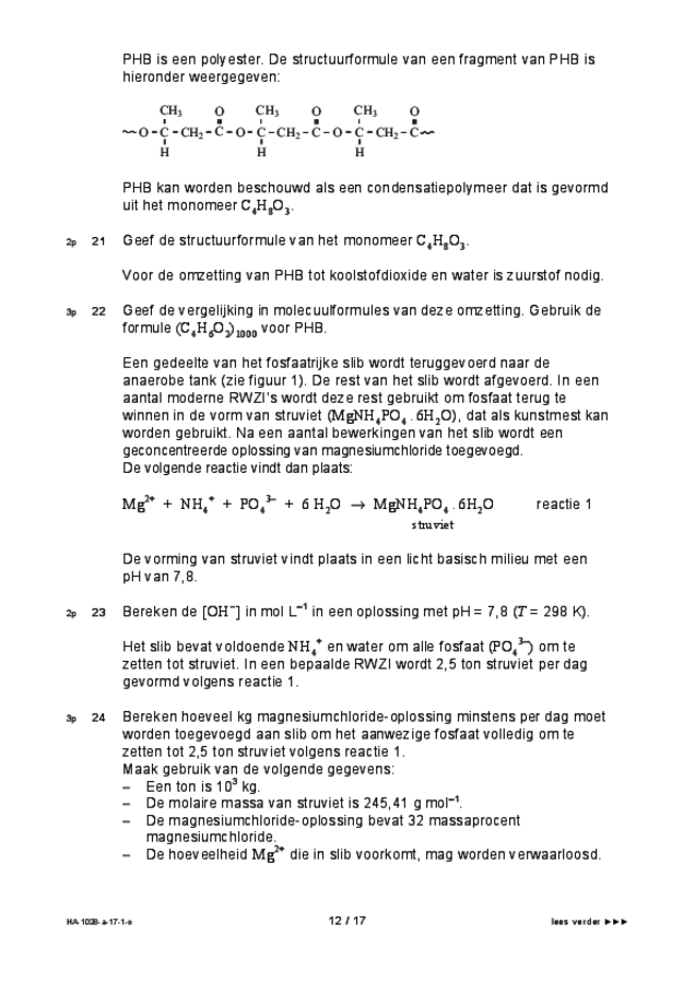 Opgaven t.b.v. spraaksynthese examen HAVO scheikunde 2017, tijdvak 1. Pagina 12