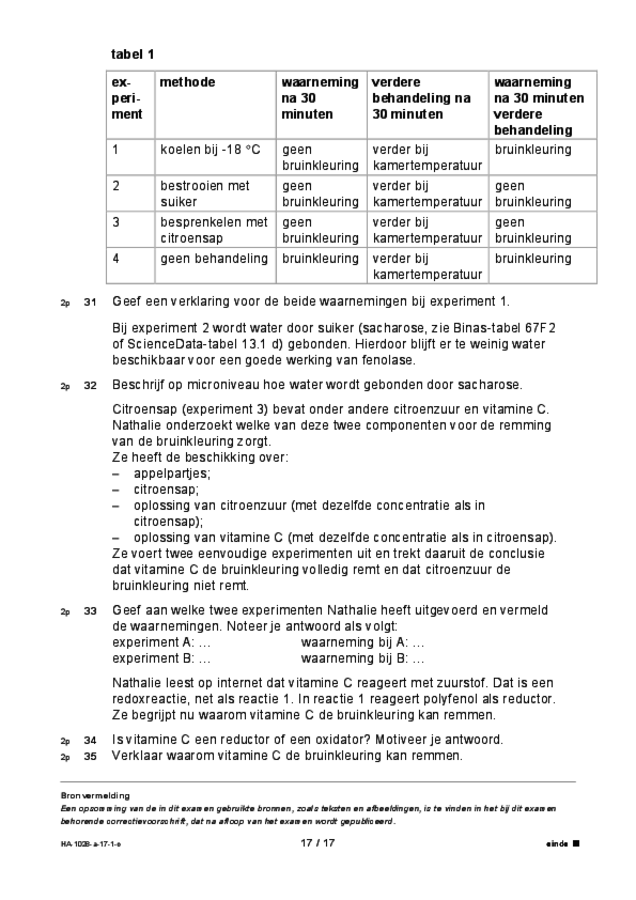 Opgaven t.b.v. spraaksynthese examen HAVO scheikunde 2017, tijdvak 1. Pagina 17