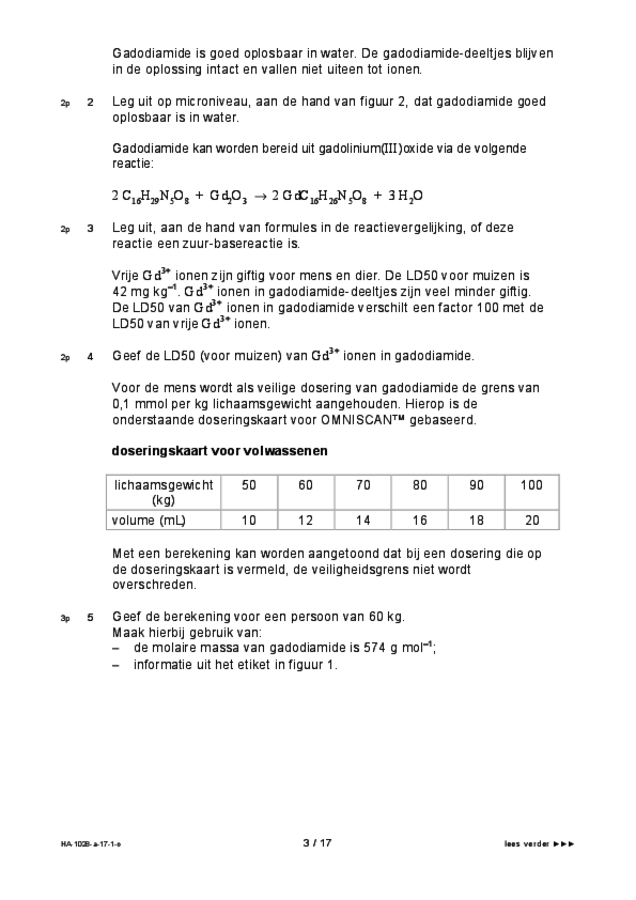 Opgaven t.b.v. spraaksynthese examen HAVO scheikunde 2017, tijdvak 1. Pagina 3