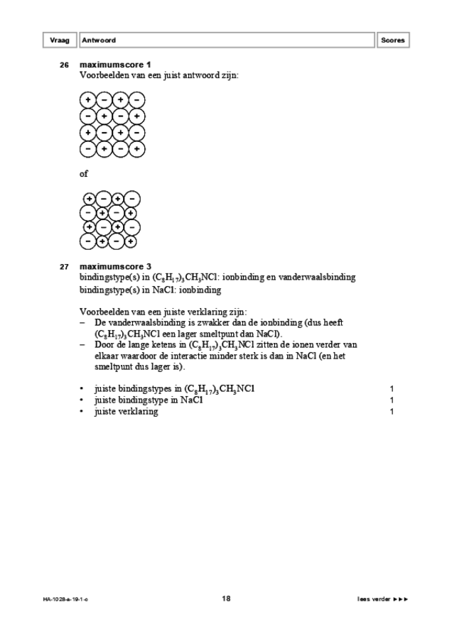 Correctievoorschrift examen HAVO scheikunde 2019, tijdvak 1. Pagina 18