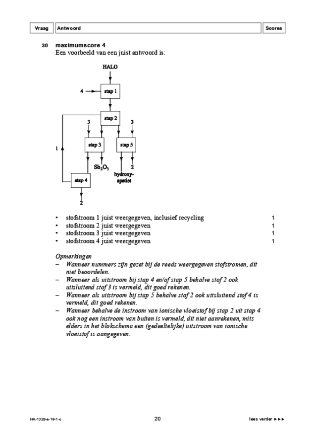 Correctievoorschrift examen HAVO scheikunde 2019, tijdvak 1. Pagina 20