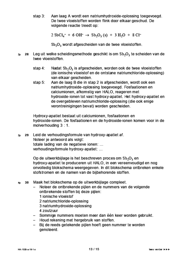 Opgaven examen HAVO scheikunde 2019, tijdvak 1. Pagina 13