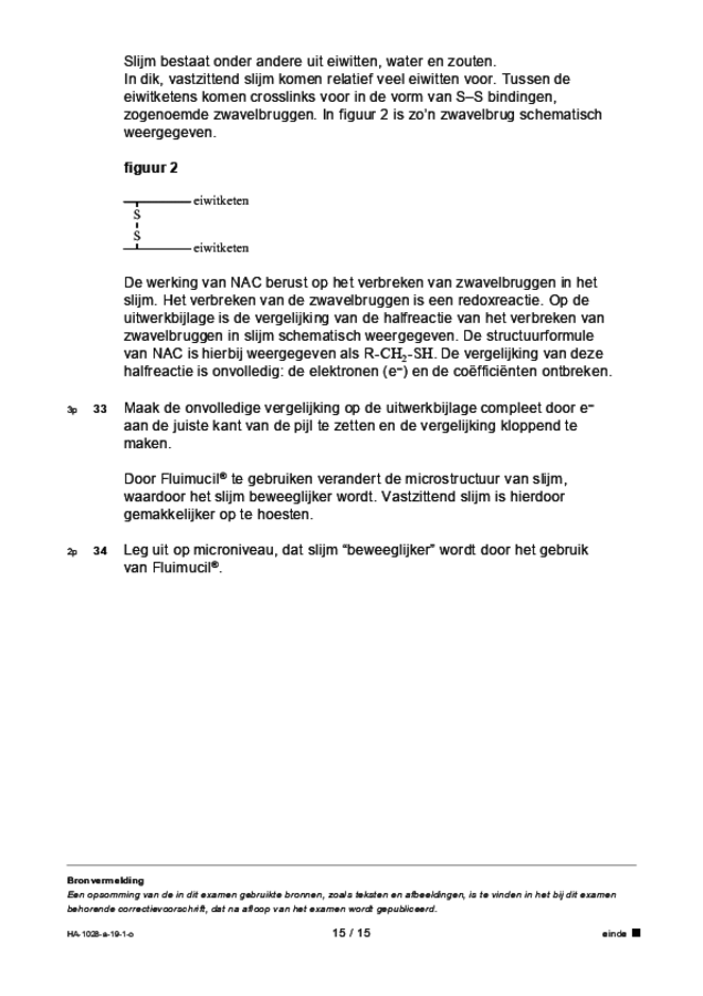 Opgaven examen HAVO scheikunde 2019, tijdvak 1. Pagina 15