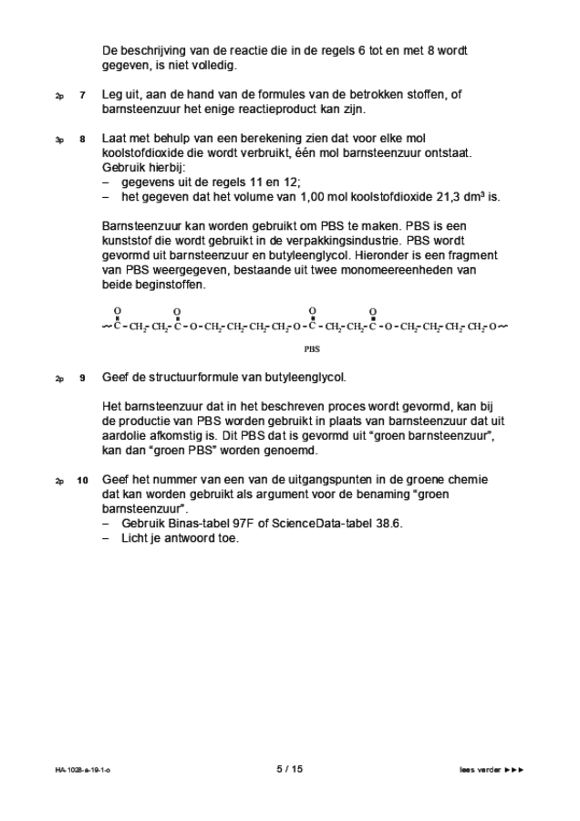 Opgaven examen HAVO scheikunde 2019, tijdvak 1. Pagina 5