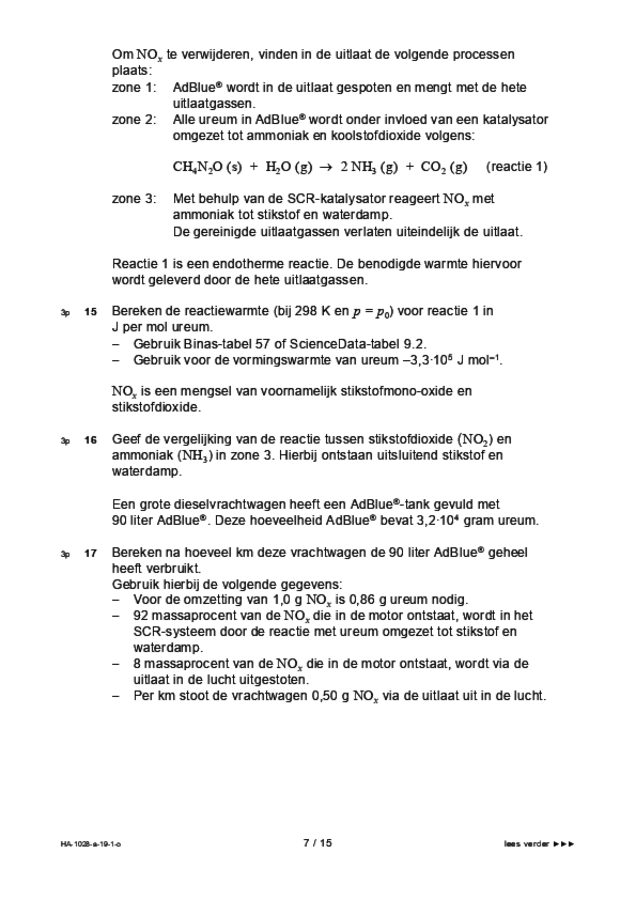 Opgaven examen HAVO scheikunde 2019, tijdvak 1. Pagina 7