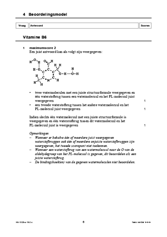Correctievoorschrift examen HAVO scheikunde 2019, tijdvak 2. Pagina 6