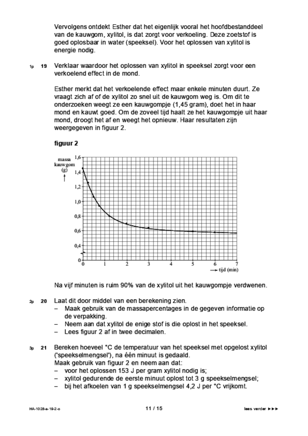 Opgaven examen HAVO scheikunde 2019, tijdvak 2. Pagina 11
