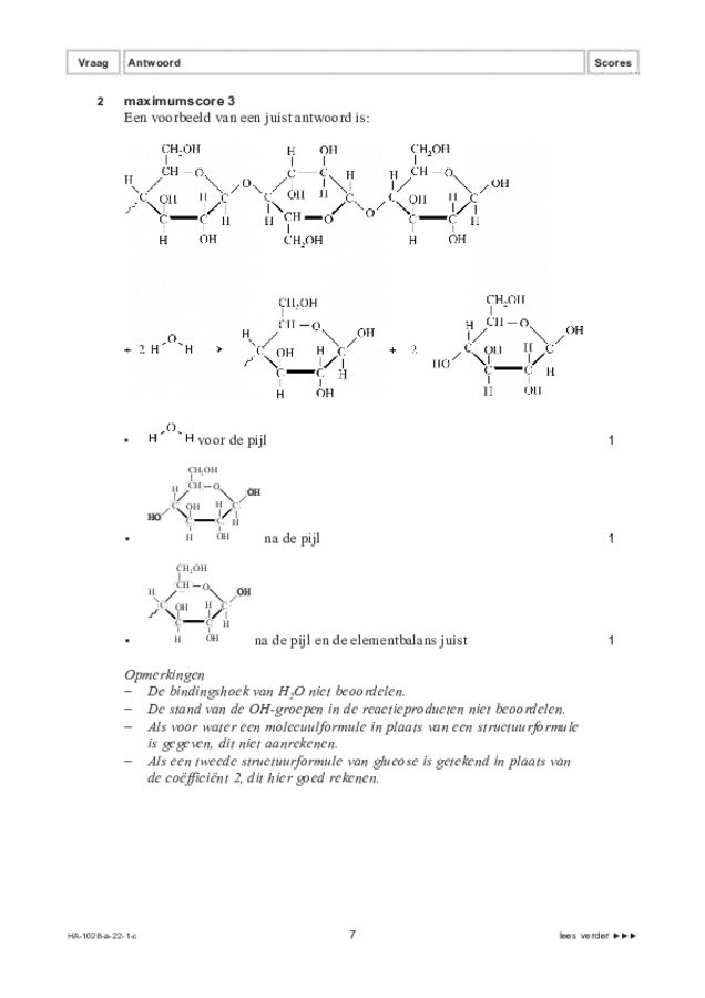 Correctievoorschrift examen HAVO scheikunde 2022, tijdvak 1. Pagina 7