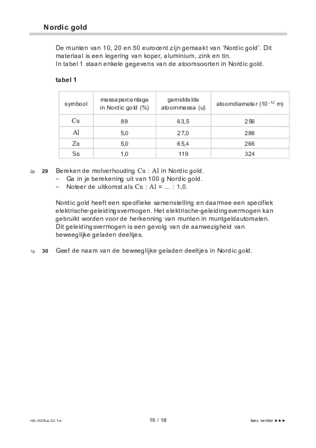 Opgaven examen HAVO scheikunde 2022, tijdvak 1. Pagina 16