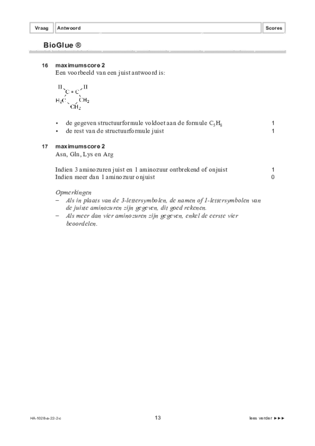 Correctievoorschrift examen HAVO scheikunde 2022, tijdvak 2. Pagina 13