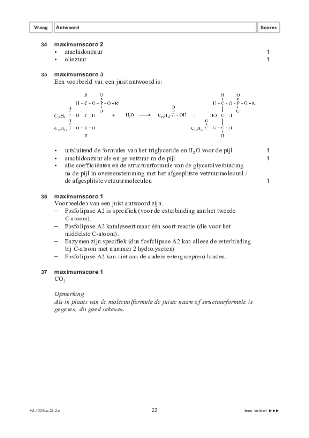 Correctievoorschrift examen HAVO scheikunde 2022, tijdvak 2. Pagina 22