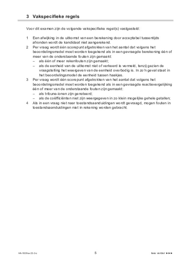 Correctievoorschrift examen HAVO scheikunde 2022, tijdvak 2. Pagina 5