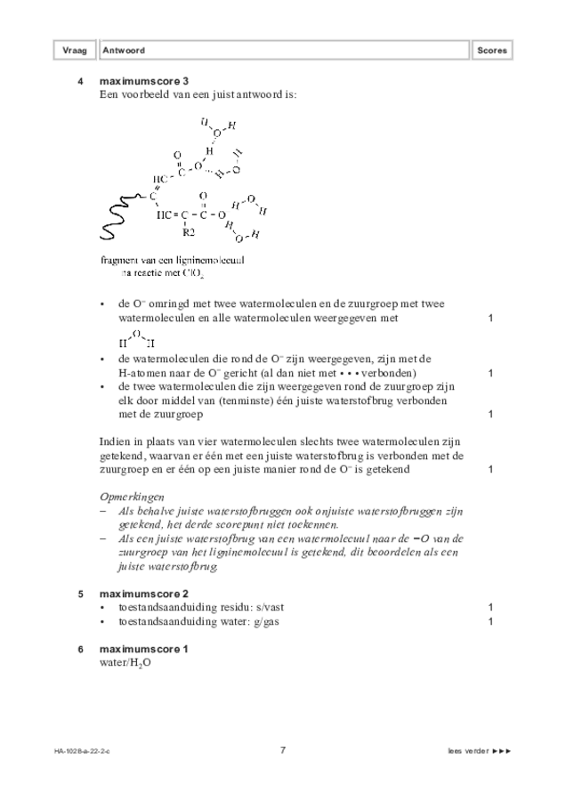 Correctievoorschrift examen HAVO scheikunde 2022, tijdvak 2. Pagina 7