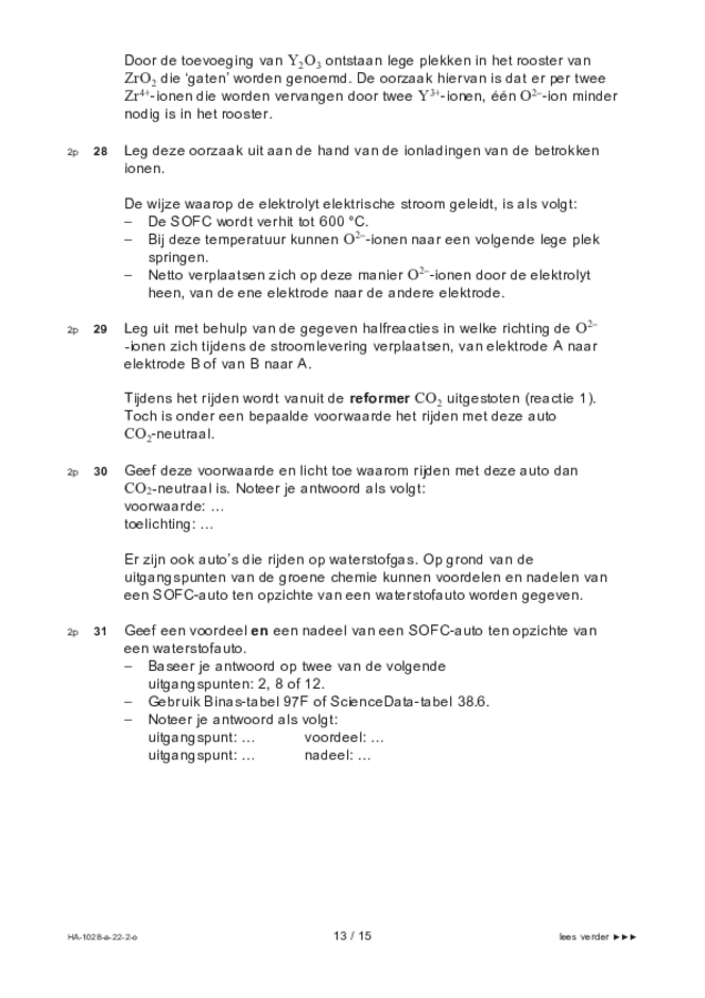 Opgaven examen HAVO scheikunde 2022, tijdvak 2. Pagina 13