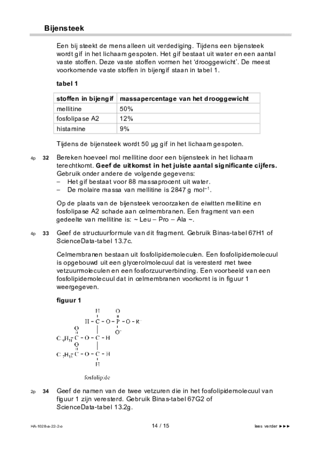 Opgaven examen HAVO scheikunde 2022, tijdvak 2. Pagina 14