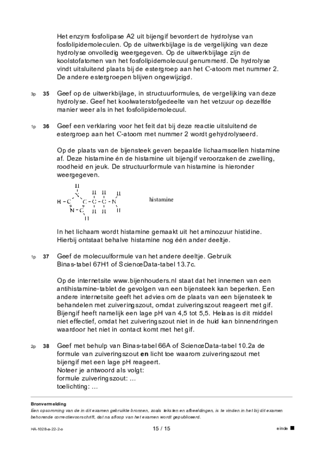Opgaven examen HAVO scheikunde 2022, tijdvak 2. Pagina 15