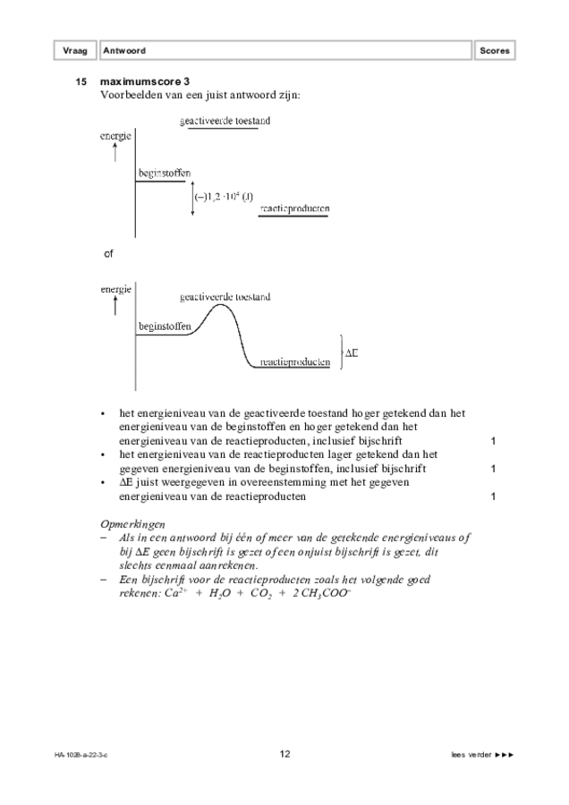 Correctievoorschrift examen HAVO scheikunde 2022, tijdvak 3. Pagina 12