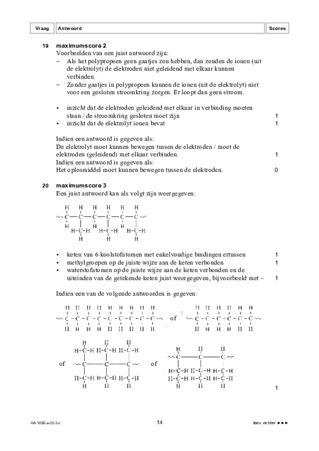 Correctievoorschrift examen HAVO scheikunde 2022, tijdvak 3. Pagina 14