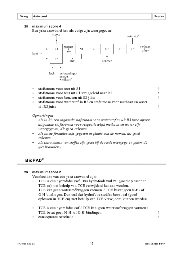 Correctievoorschrift examen HAVO scheikunde 2022, tijdvak 3. Pagina 19