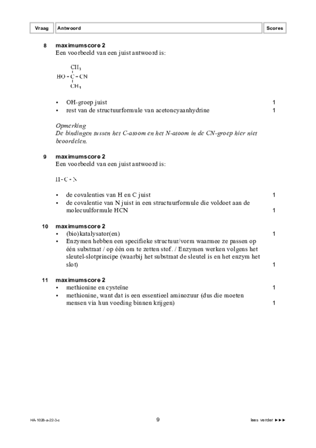 Correctievoorschrift examen HAVO scheikunde 2022, tijdvak 3. Pagina 9