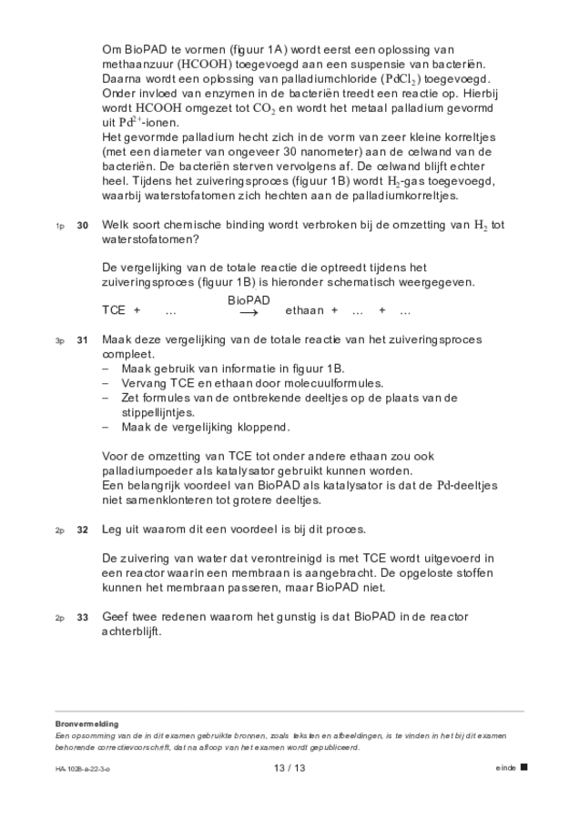 Opgaven examen HAVO scheikunde 2022, tijdvak 3. Pagina 13