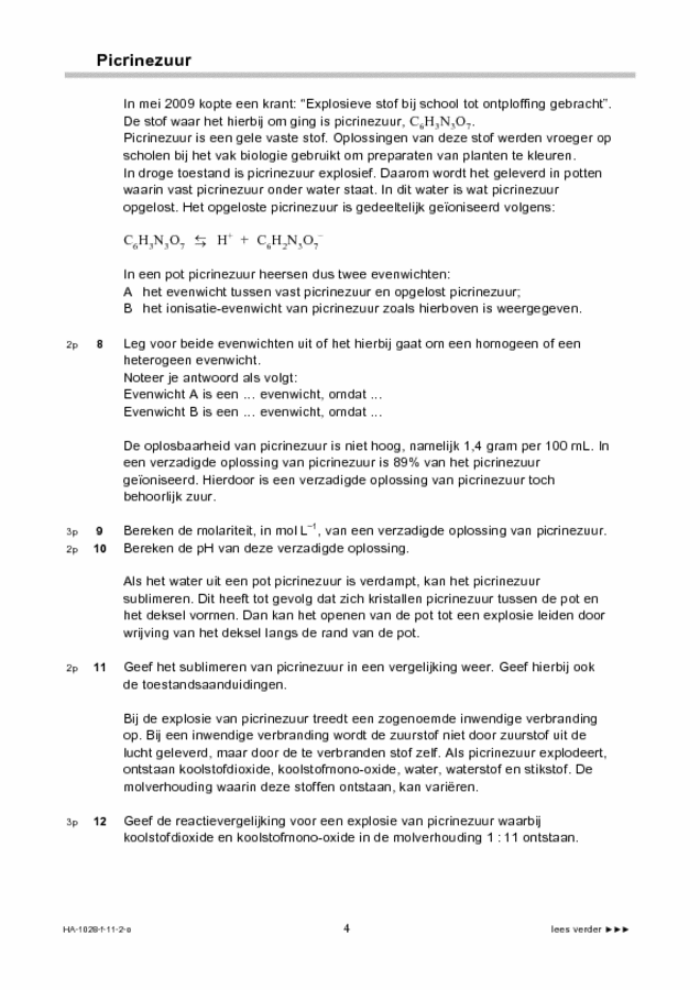 Opgaven examen HAVO scheikunde 2011, tijdvak 2. Pagina 4