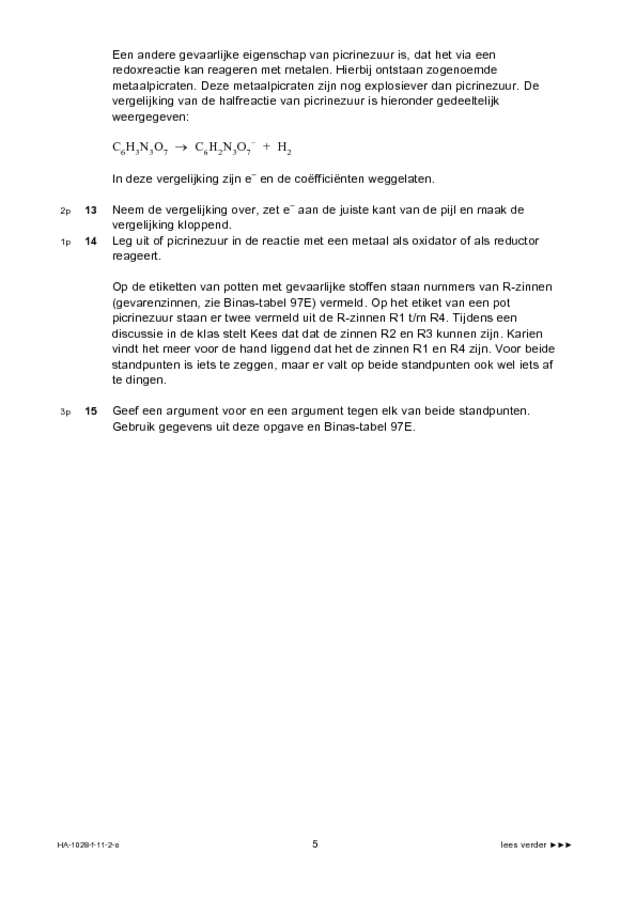 Opgaven examen HAVO scheikunde 2011, tijdvak 2. Pagina 5