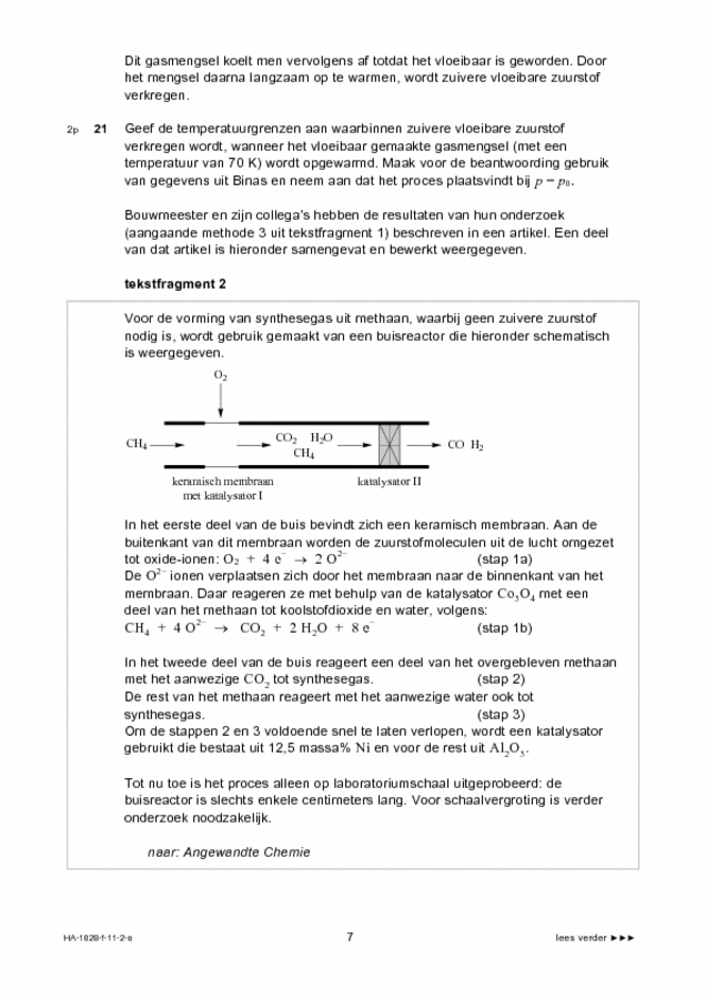 Opgaven examen HAVO scheikunde 2011, tijdvak 2. Pagina 7