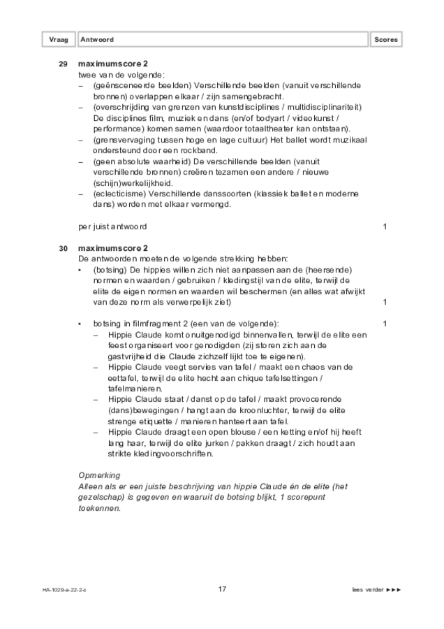 Correctievoorschrift examen HAVO kunst (algemeen) 2022, tijdvak 2. Pagina 17