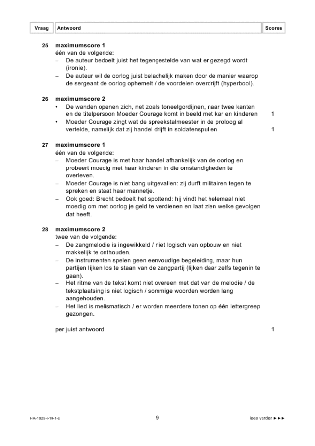 Correctievoorschrift examen HAVO kunst (algemeen) 2010, tijdvak 1. Pagina 9