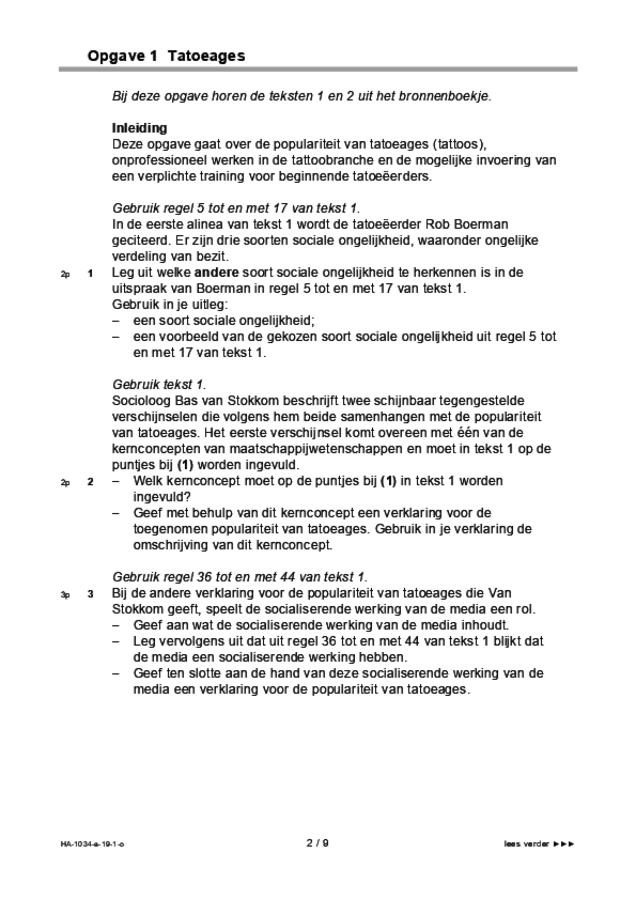 Opgaven examen HAVO maatschappijwetenschappen 2019, tijdvak 1. Pagina 2