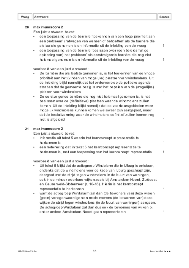 Correctievoorschrift examen HAVO maatschappijwetenschappen 2023, tijdvak 1. Pagina 15