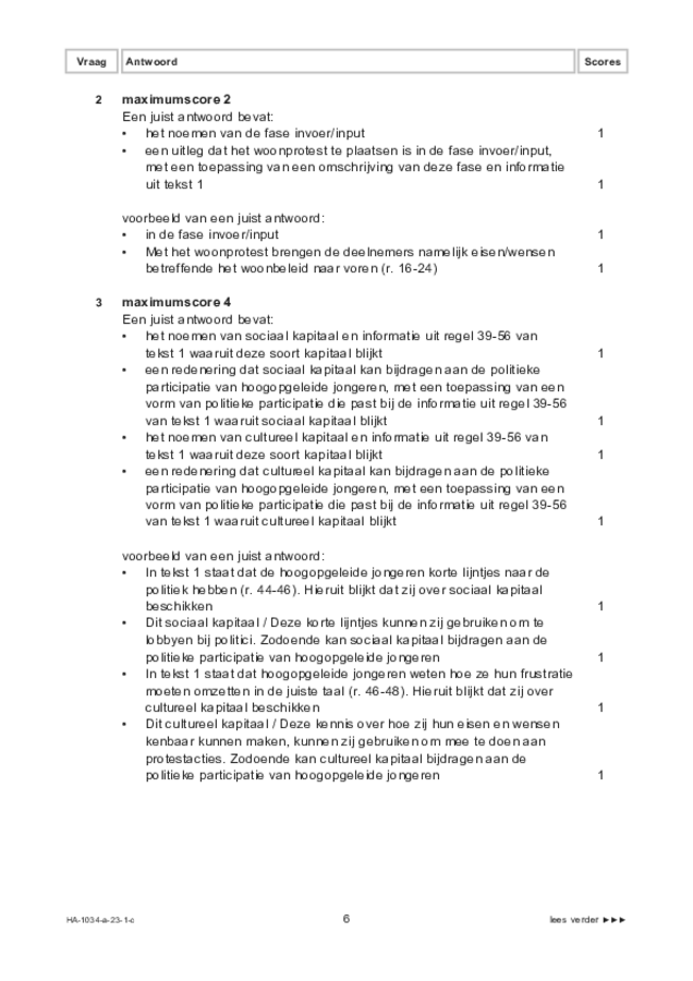 Correctievoorschrift examen HAVO maatschappijwetenschappen 2023, tijdvak 1. Pagina 6