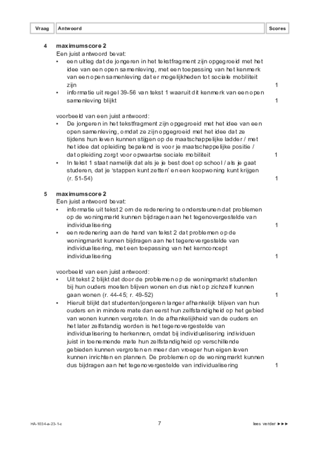 Correctievoorschrift examen HAVO maatschappijwetenschappen 2023, tijdvak 1. Pagina 7