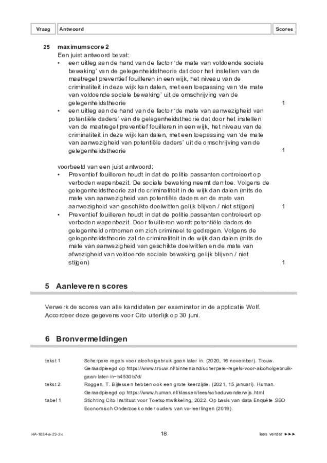 Correctievoorschrift examen HAVO maatschappijwetenschappen 2023, tijdvak 2. Pagina 18