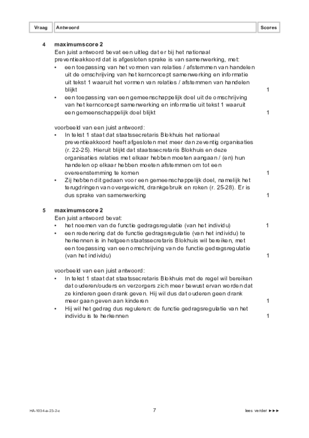 Correctievoorschrift examen HAVO maatschappijwetenschappen 2023, tijdvak 2. Pagina 7