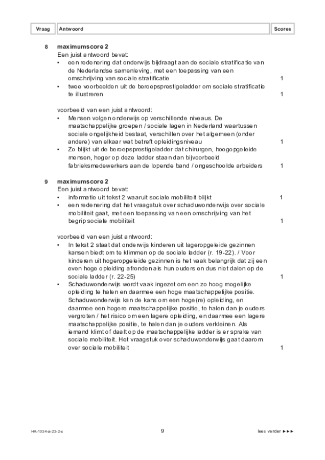 Correctievoorschrift examen HAVO maatschappijwetenschappen 2023, tijdvak 2. Pagina 9