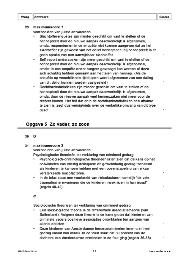 Correctievoorschrift examen HAVO maatschappijwetenschappen 2019, tijdvak 1. Pagina 14