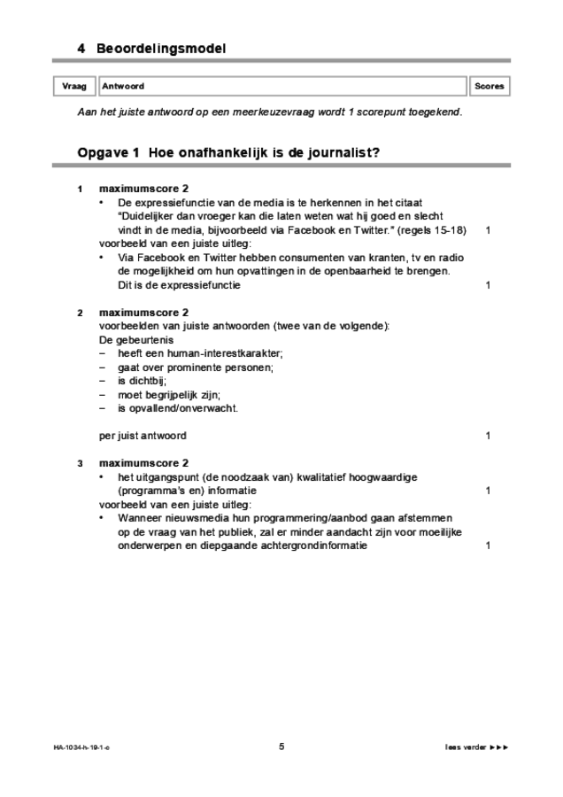 Correctievoorschrift examen HAVO maatschappijwetenschappen 2019, tijdvak 1. Pagina 5