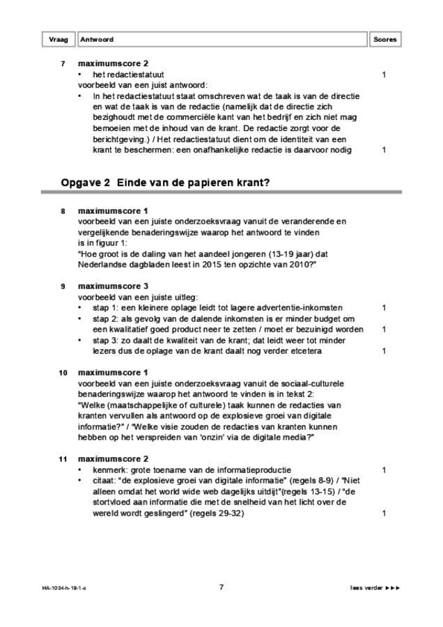 Correctievoorschrift examen HAVO maatschappijwetenschappen 2019, tijdvak 1. Pagina 7