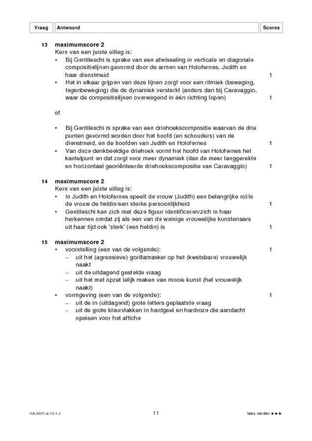 Correctievoorschrift examen HAVO tekenen, handenarbeid en textiele werkvormen 2015, tijdvak 1. Pagina 11